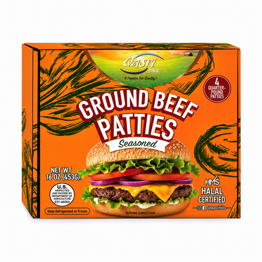 Halal Ground Beef Patties | Hand-Slaughtered & 100% Pure Beef | Qasri Hills