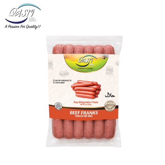 Halal Beef Franks | Skinless Hot Dogs | Qasri Hills